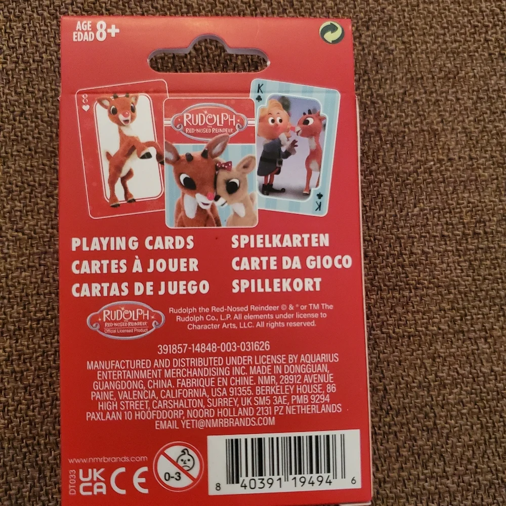 Aquarius Rudolph The Red-Nosed-Reindeer Playing Cards- NIB
